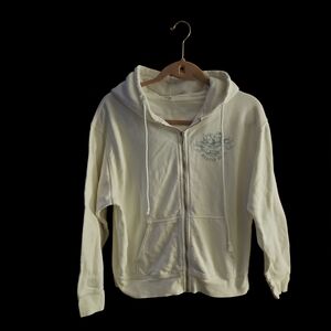 Brandy Melville White Zip-Up Hoodie
